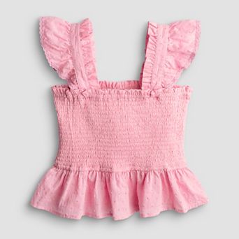 Girls 7-16 IZ Byer Ruffle Sleeve Smocked Swing Top