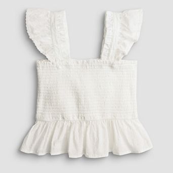 Girls 7-16 IZ Byer Ruffle Sleeve Smocked Swing Top