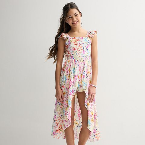 Girls 7-16 Speechless Floral Ruffle Sleeve Romper