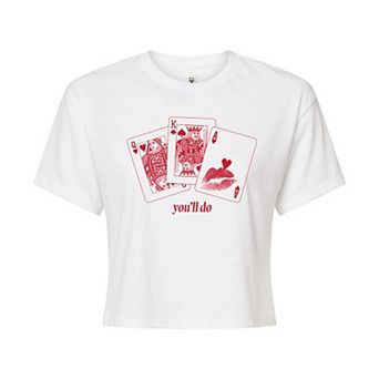 Juniors' You'll Do Playing Cards Cropped Tee