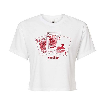 Juniors' You'll Do Playing Cards Cropped Tee