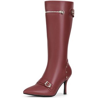 Women's Knee High Boots Pointed Toe Stiletto High Heel Tall Boots Zipper Party Dress Boots