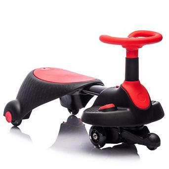 Whisen 6V Kids Electric Ride-On Wiggle Car with Steering Wheel Rotates 360°
