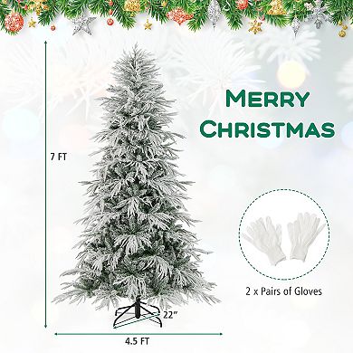 Costway 6/7/8 FT Artificial Christmas Tree with 594/820/1108 PE PVC Branch Tips