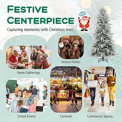 Costway 6/7/8 FT Artificial Christmas Tree with 594/820/1108 PE PVC Branch Tips