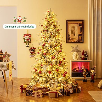 Costway 6/7/8 FT Artificial Christmas Tree with 594/820/1108 PE PVC Branch Tips