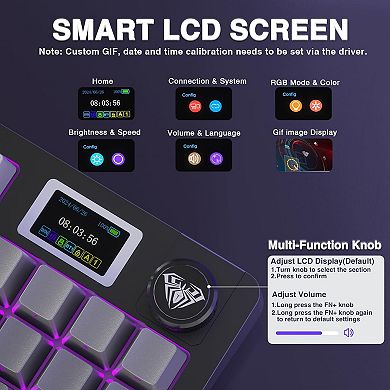 AULA S98 Pro, 96-Key, Wireless, Mechanical Gaming, RGB, 5000 mAh Battery, Knob, Digital Screen