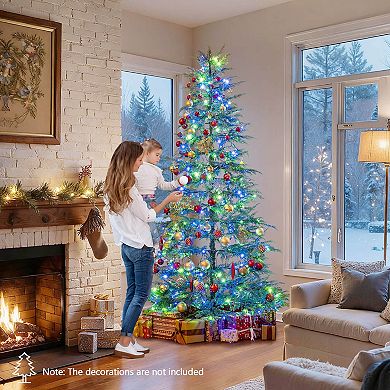 Costway 6.5/7.5 FT Pre-Lit Artificial Christmas Tree with 578 Branch Tips 390 Lights 8 Modes