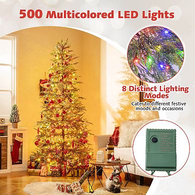 Costway 6.5/7.5 FT Pre-Lit Artificial Christmas Tree with 578 Branch Tips 390 Lights 8 Modes