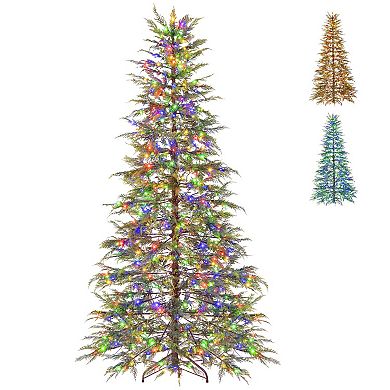 Costway 6.5/7.5 FT Pre-Lit Artificial Christmas Tree with 578 Branch Tips 390 Lights 8 Modes