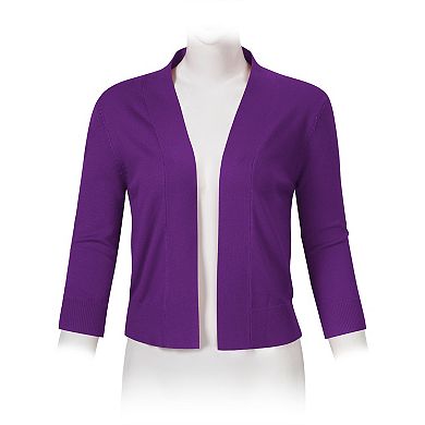 Ladies' 3/4 Sleeve Cropped Cardigan Open Front Knit Short Bolero Shrugs