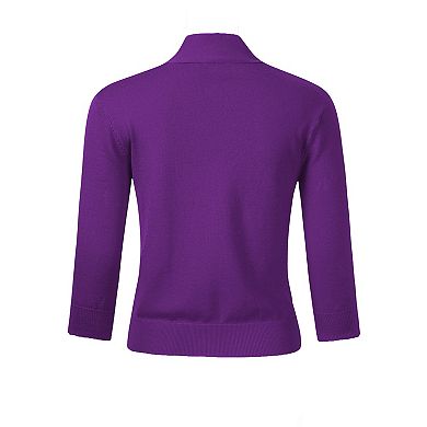 Ladies' 3/4 Sleeve Cropped Cardigan Open Front Knit Short Bolero Shrugs