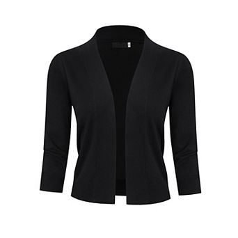 Ladies' 3/4 Sleeve Cropped Cardigan Open Front Knit Short Bolero Shrugs