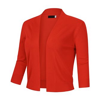 Ladies' 3/4 Sleeve Cropped Cardigan Open Front Knit Short Bolero Shrugs
