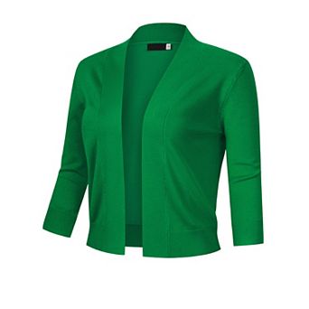 Ladies' 3/4 Sleeve Cropped Cardigan Open Front Knit Short Bolero Shrugs