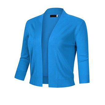 Ladies' 3/4 Sleeve Cropped Cardigan Open Front Knit Short Bolero Shrugs