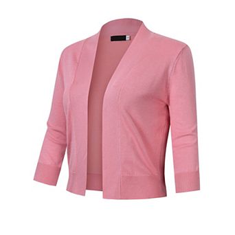 Ladies' 3/4 Sleeve Cropped Cardigan Open Front Knit Short Bolero Shrugs
