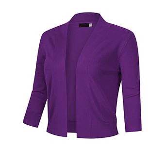 Ladies' 3/4 Sleeve Cropped Cardigan Open Front Knit Short Bolero Shrugs