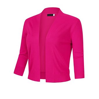 Ladies' 3/4 Sleeve Cropped Cardigan Open Front Knit Short Bolero Shrugs