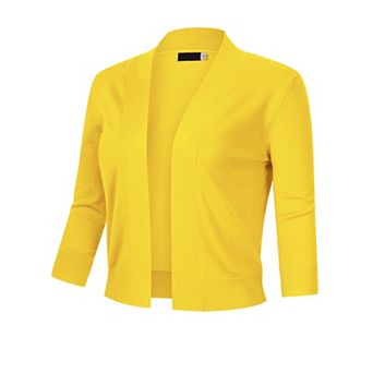 Ladies' 3/4 Sleeve Cropped Cardigan Open Front Knit Short Bolero Shrugs