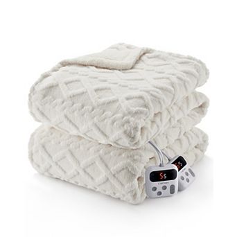 Electric Blanket,Thick Tufted Sherpa Heated Blanket ETL Certified Fast Heating Throw Blanket