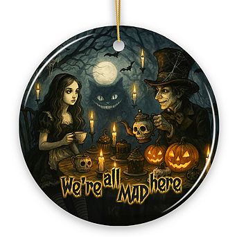 Mad Hatter Haunted Tea Party Ornament, Gothic Halloween in Wonderland Decoration and Gift