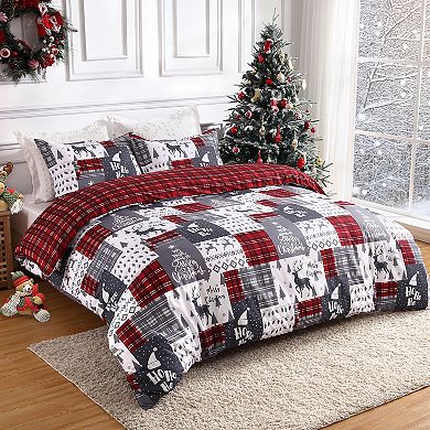 Christmas Duvet Cover Set for Xmars, Soft Christmas Decorations Bedding Set for Christmas Gift