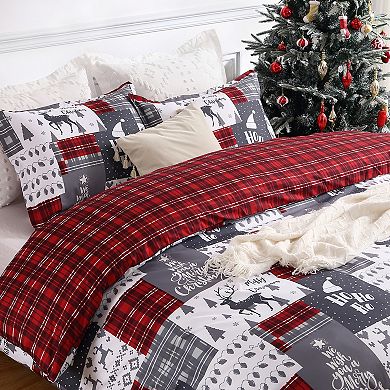 Christmas Duvet Cover Set for Xmars, Soft Christmas Decorations Bedding Set for Christmas Gift