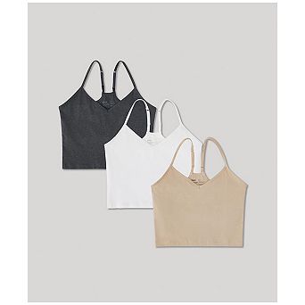 Organic Everyday Shelf Bra Cropped Camisole 3-pack