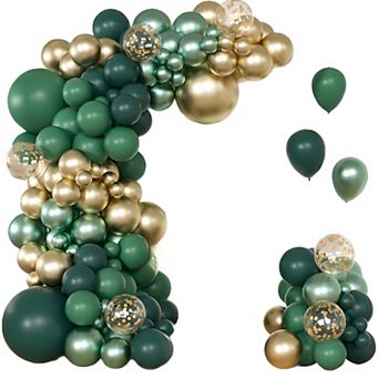 Green & Gold Balloon Arch Kit 147 pcs, Jungle Theme for Birthday & Shower Decorations
