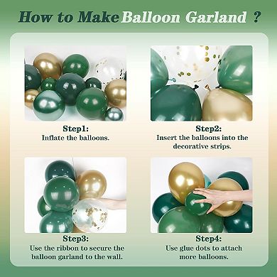 Green & Gold Balloon Arch Kit 147 pcs, Jungle Theme for Birthday & Shower Decorations