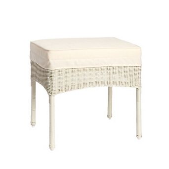BrylaneHome Roma All-Weather Resin Wicker Ottoman With Cushion