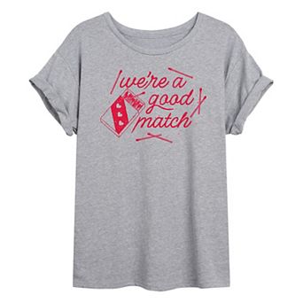 Juniors' We're A Good Match Oversized Tee