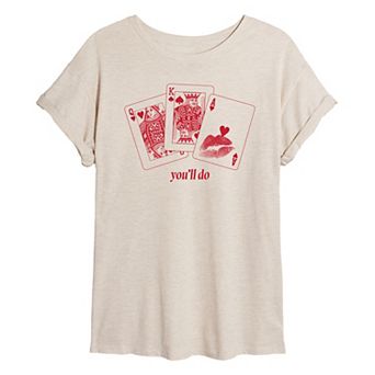Juniors' You'll Do Playing Cards Oversized Tee