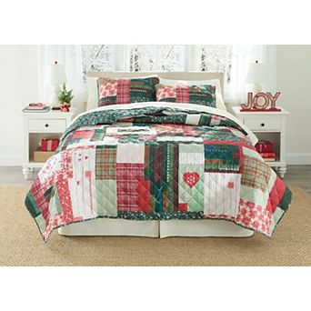 BrylaneHome Holiday Patchwork Quilt 3 pc Set