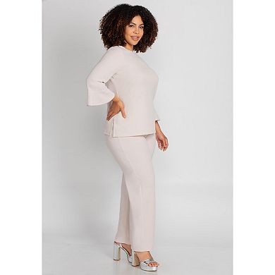 Catherines Women's Plus Size Flounce Top & Pant 2-Piece Pant Suit