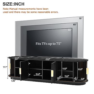 Whisen Farmhouse Wooden TV Stand with Sliding Tambour Door