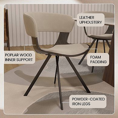 Dining Chair with Curved Open-Back and Powder-Coated Iron Legs Nymia Series