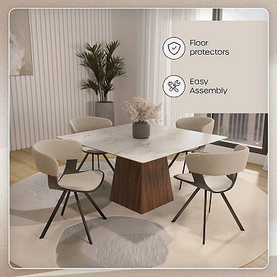 Dining Chair with Curved Open-Back and Powder-Coated Iron Legs Nymia Series