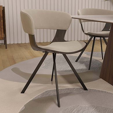 Dining Chair with Curved Open-Back and Powder-Coated Iron Legs Nymia Series