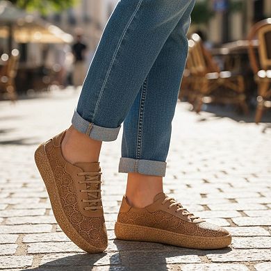 Women's Lace-Up Slip On Leather Sneakers (Colette Style)