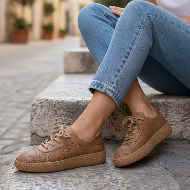 Women's Lace-Up Slip On Leather Sneakers (Colette Style)