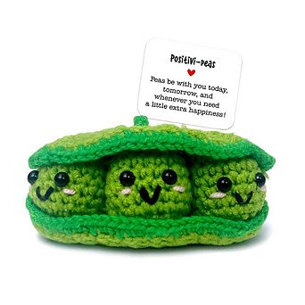 Positivity Peas Crochet Support Doll, Encouragement Gift for Children and Adults, Care Companion Toy