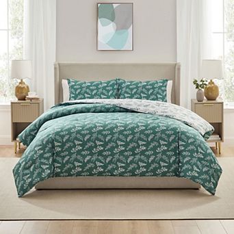 Nestl 3 pc Reversible Botanical Printed Comforter Bedding Set