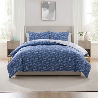 Nestl 3 pc Reversible Botanical Printed Comforter Bedding Set
