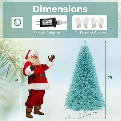 Costway 6/7 FT Artificial Xmas Tree with 758/1040 Branch Tips 280/380 Warm White LED Lights