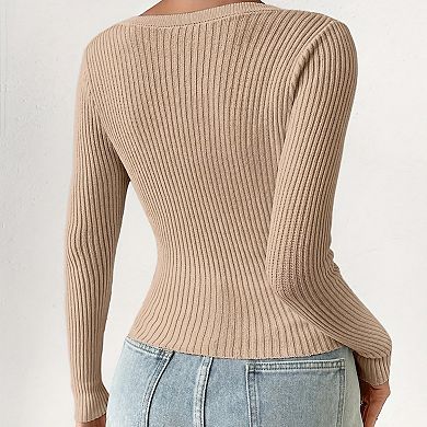 Women's Button Down Cardigan Casual Open Front Long Sleeve Knit Sweater