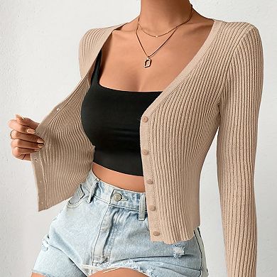 Women's Button Down Cardigan Casual Open Front Long Sleeve Knit Sweater