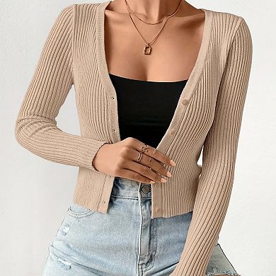 Women's Button Down Cardigan Casual Open Front Long Sleeve Knit Sweater