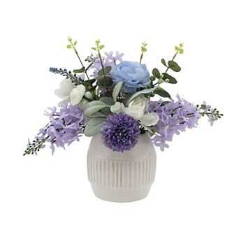 Everyday Decor Artificial Dahlia & Rose Arrangement in Ceramic Vase